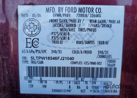 2006 Lincoln Mark Lt z USA, uszkodzony, nr VIN 5LTPW18546FJ21040